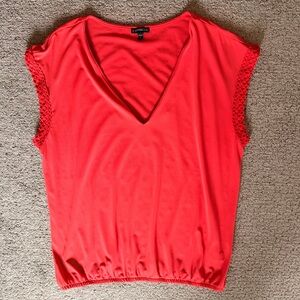 Express Women's Coral V-Neck Blouse
